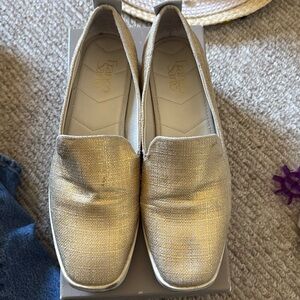 Franco Sarto gold canvas flats
